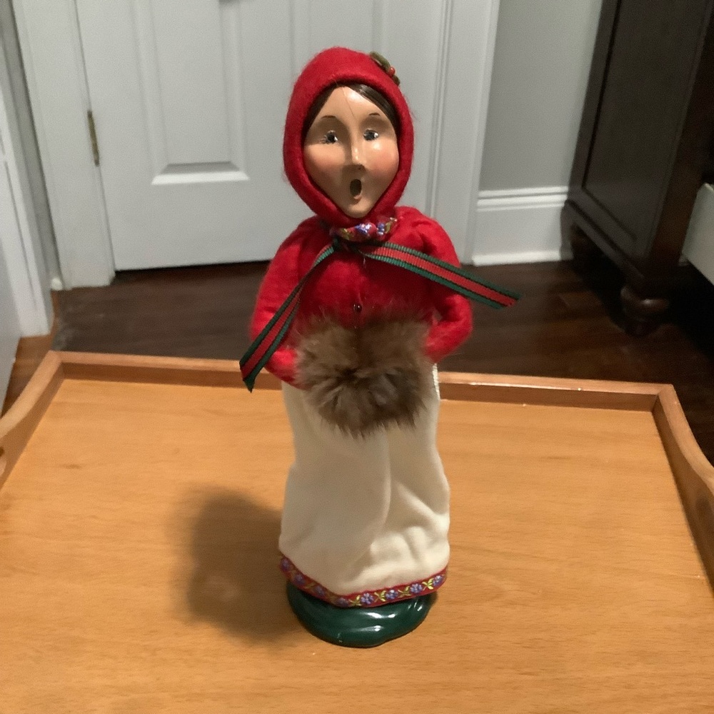 Bryers choice limited woman caroler  with a mink muff
